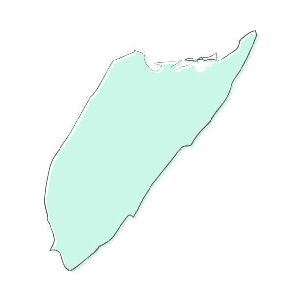 Cozumel map hand drawn on white background - Trendy design Map of Cozumel sketched and isolated on a blank background. The map is blue green with a black outline. Vector Illustration (EPS10, well layered and grouped). Easy to edit, manipulate, resize or colorize. san miguel de cozumel stock illustrations