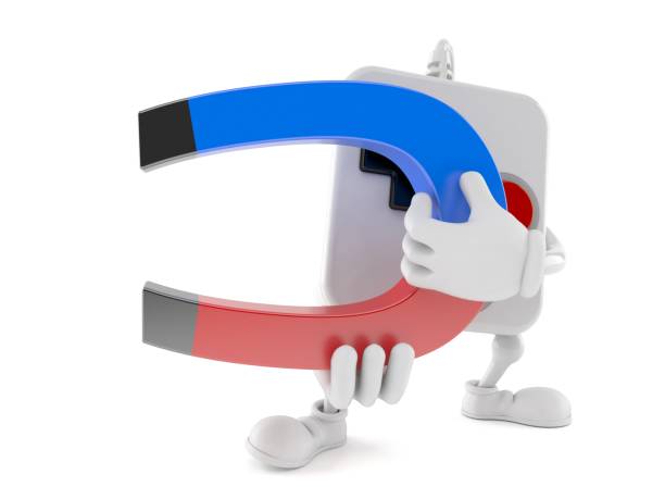istock Gamepad character holding horseshoe magnet 1263426216