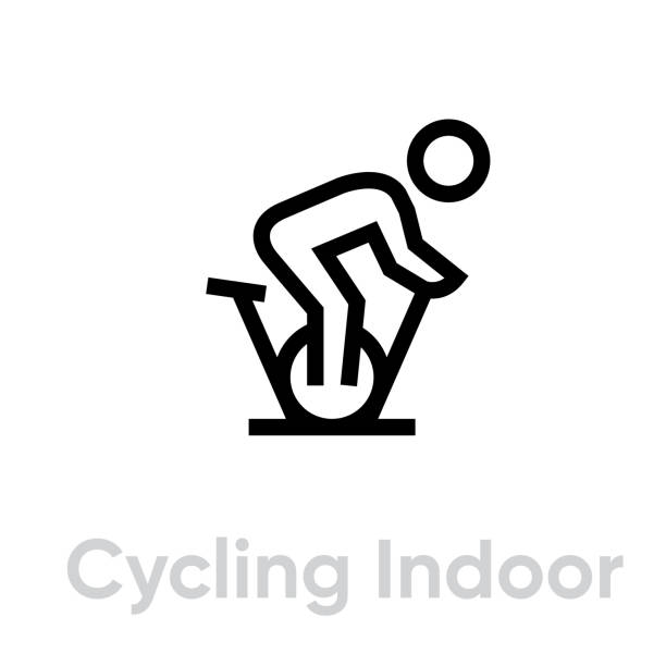 ilustrações de stock, clip art, desenhos animados e ícones de cycling indoor activityt icon - action vitality people cheerful