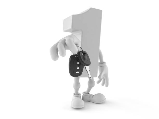 istock Number one character holding car key 1263427399