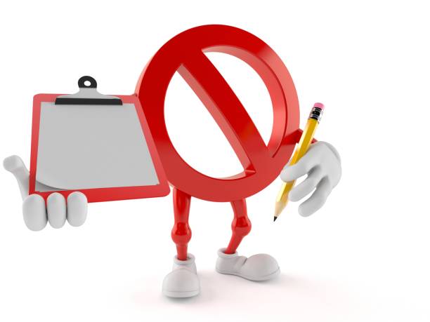 istock Forbidden character holding clipboard and pencil 1263428121