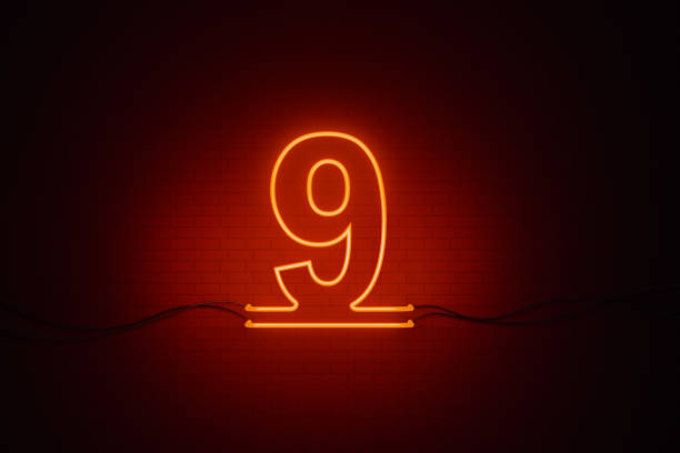 istock Number Nine Written by Red Neon Light on Black Wall 1263429238