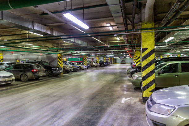 istock Underground parking with cars 1263431678