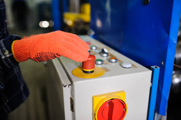istock operator hand at metal roof forming machine 1263435399