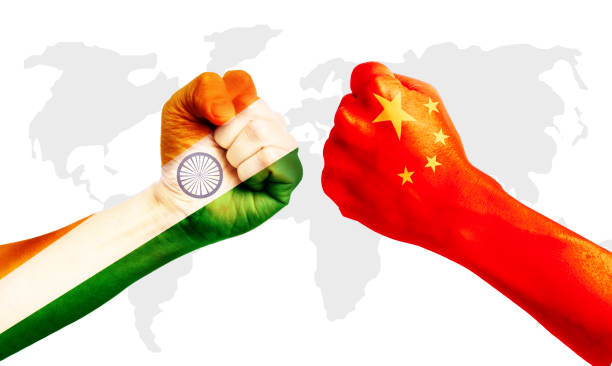 CHINA vs INDIA concept stock photo