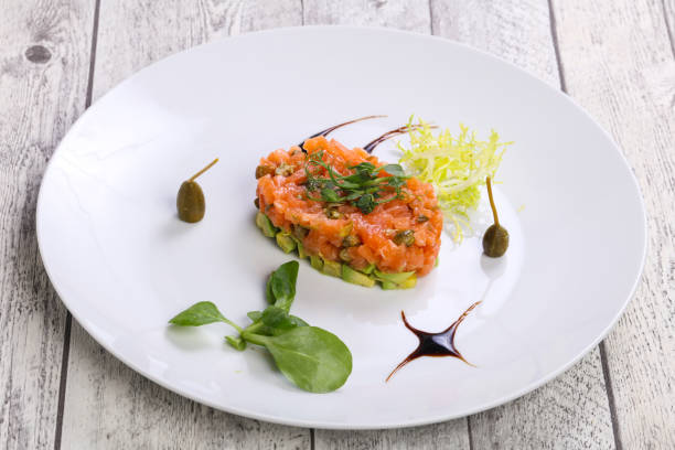 istock Tartar with salmon and avocado 1263442113