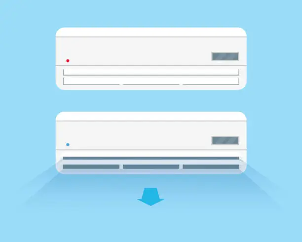 Vector illustration of On and Off air conditioning unit sistem.