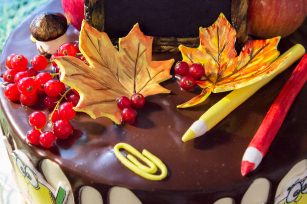 istock Cake for schoolchildren on September 1. Autumn decor 1263443725
