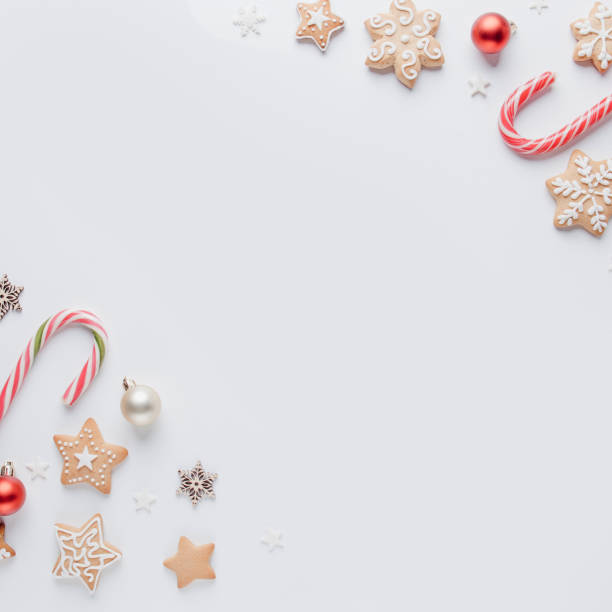 istock Christmas background with candies and gingerbread 1263444059
