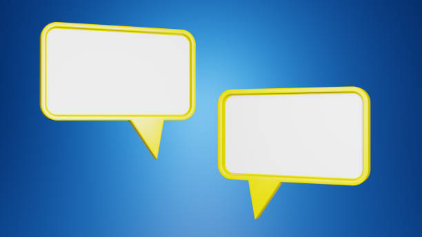 istock White paper speech bubble on blue background . Two chat speech Sale online concept. 3D rendering. 1263444516