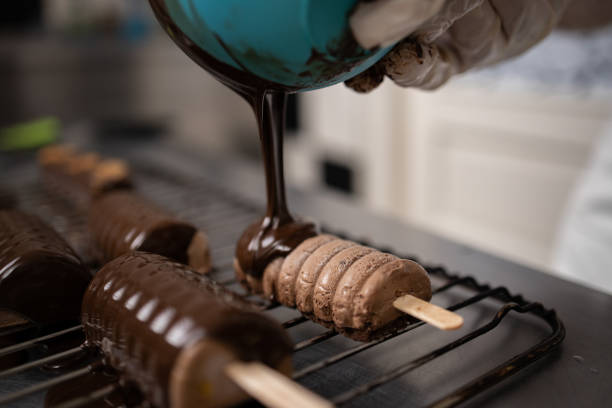 istock Ice cream with chocolate sauce 1263447703