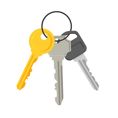 Bunch of keys. House appartment rental or sale concept. The concept of privacy, security and protection. Vector illustration in a flat trendy style.