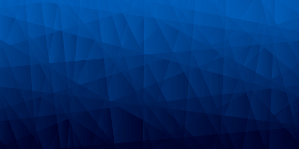 Modern and trendy abstract geometric background. Beautiful polygonal mosaic with a color gradient. This illustration can be used for your design, with space for your text (colors used: Blue, Black). Vector Illustration (EPS10, well layered and grouped), wide format (2:1). Easy to edit, manipulate, resize or colorize.