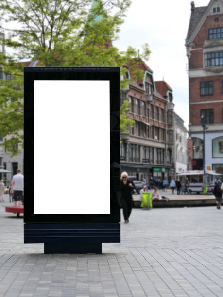 One blank billboard in Copenhagen, walking street