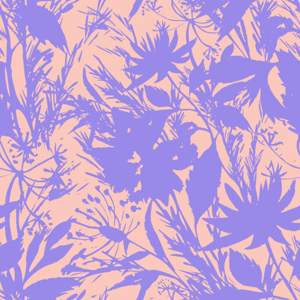 Bright summer floral background. Silhouettes of garden flowers in bloom mixed with herbs, leaves and meadow plants. Trendy modern style. Flat design. Good for fabric and textile, any coverage. Bright summer floral background. Silhouettes of garden flowers in bloom mixed with herbs, leaves and meadow plants. Trendy modern style. Flat design. Good for fabric and textile, any coverage. violet flower vector stock illustrations