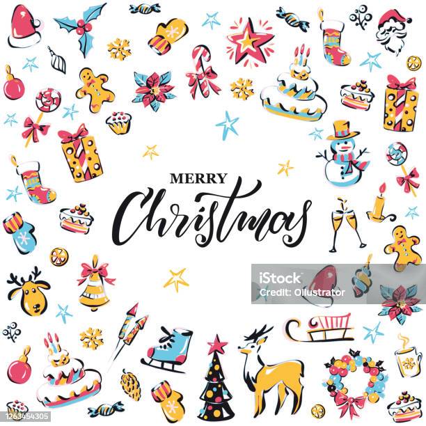 Merry Christmas Frame Stock Illustration - Download Image Now - Christmas, Illustration, Holiday - Event