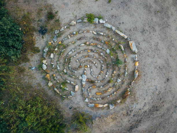 Aerial view of a very complex maze.