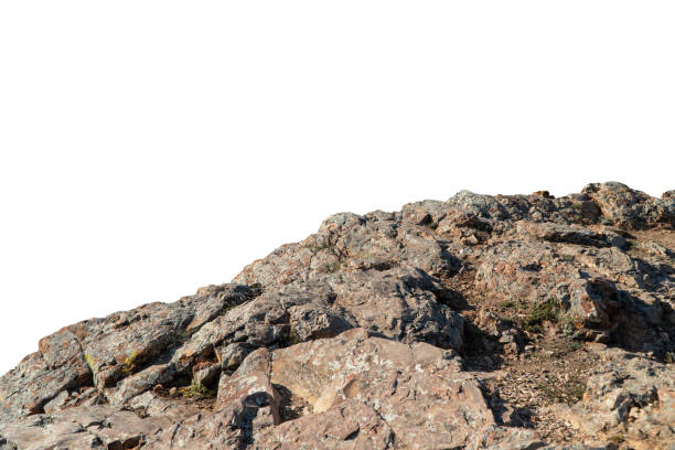 istock Rock mountain slope or top foreground close-up isolated on white background. Element for matte painting, copy space. 1263455426