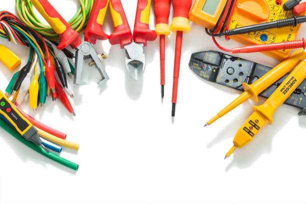 istock electric tools nippers strippers tester multitester screwdriver wires isolated on white 1263455445