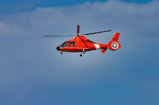 US Coast Guard Helicopter in flight over hawaii