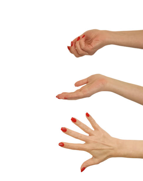 istock female hand red manicure isolated on white background 1263460745