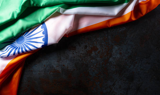 istock Indian Independence Day celebration background concept. Indian flag on dark stone background for Republic Day and Independence Day. 1263468075