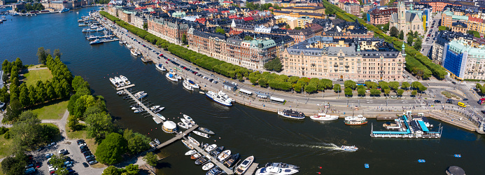 Stockholm panorama seen from air (above Djurgarden)