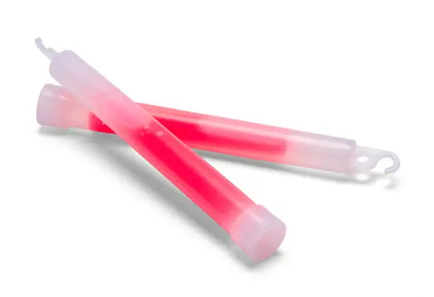 Two Pink Glow Sticks Isolated on White.