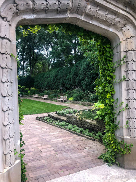 istock Beautiful concrete archway at botanical garden 1263474181