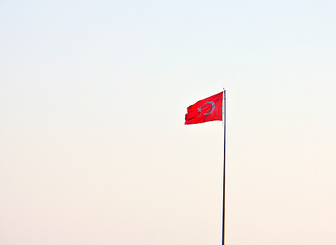 view of Turkish flag in aydın didim
