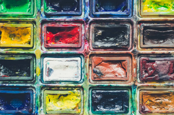 istock Artist paint brushes and watercolor paintbox 1263478187