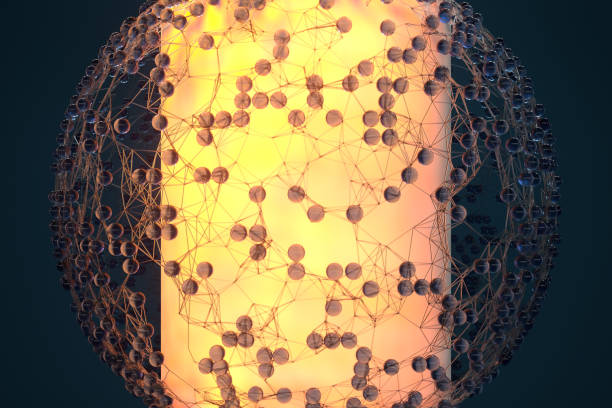 istock Blue biology grid with connect constrains, 3d rendering. 1263479308