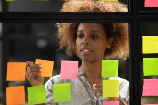 istock African American businesswoman working on project plan using sticky papers 1263482048