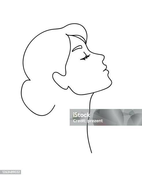 Ilustración de Perfil De Mujer Con Pelo Largo Retrato Concepto De Belleza  Femenina Ilustración Vectorial De Dibujo De Líneas Continua y más Vectores  Libres de Derechos de Diseño de trazado - iStock