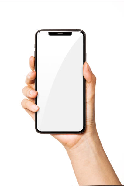 istock Woman hand hold a mobile phone isolated on white. 1263491186