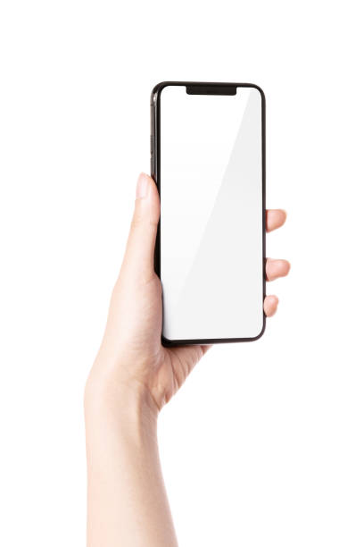 istock Woman hand hold a mobile phone isolated on white. 1263491196