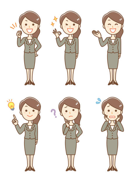 Business woman facial expression set Business woman facial expression set impatient woman stock illustrations