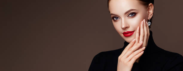 istock Beautiful woman face with perfect makeup 1263518982