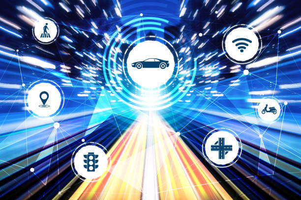 istock Smart transport technology concept for future car traffic on road 1263521185