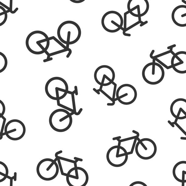 Bicycle icon in flat style. Bike vector illustration on white isolated background. Cycle travel seamless pattern business concept. Bicycle icon in flat style. Bike vector illustration on white isolated background. Cycle travel seamless pattern business concept. bicycle patterns stock illustrations
