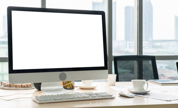 istock Empty computer monitor screen for design mock up template 1263525654