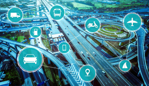 Smart transport technology concept for future car traffic on road