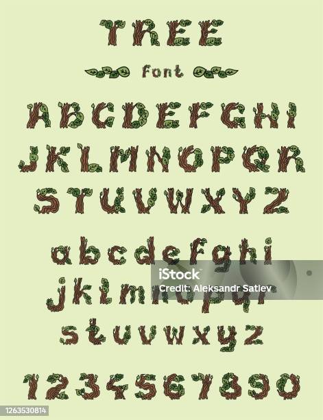 Tree Letters Color Orange Tree Font 4 Stock Illustration - Download Image Now - Alphabet, Branch ...
