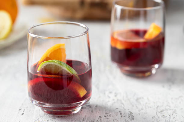 istock Glass with sangria drink or punch. Refreshment acholic beverage Close up. 1263533322