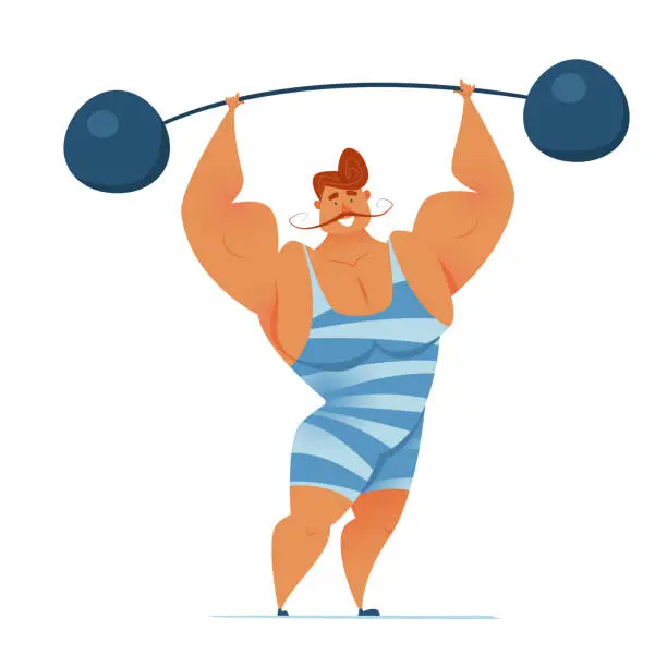 Vector illustration of Strong man with a barbell