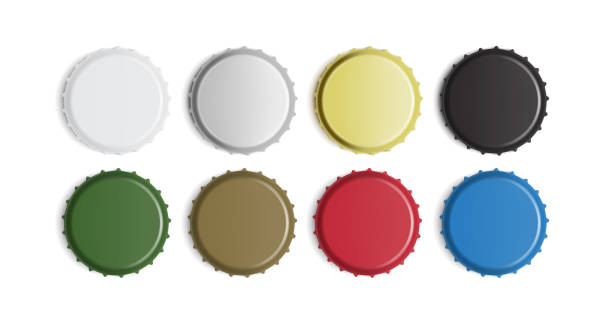 multicolored bottle caps isolated on white background mock up vector multicolored bottle caps isolated on white background mock up vector bottle cap stock illustrations