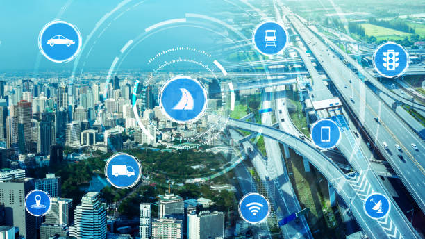 istock Smart transport technology concept for future car traffic on road 1263539571