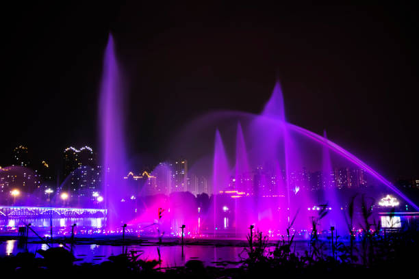 Fountains night laser show and city night scenes