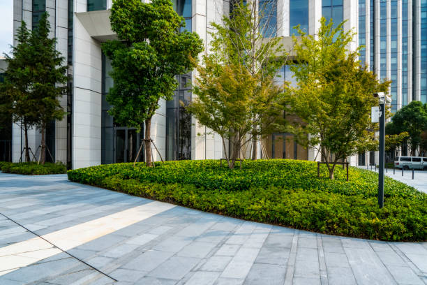 istock Entrance and exit of financial district office building 1263546265