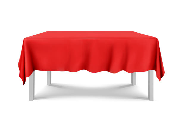 istock White square Table with tablecloth red on a white background.cloth,realistick,3d.furniture for interior, vector 1263548896